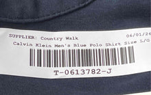 Load image into Gallery viewer, Calvin Klein Mens Blue Cotton Liquid Touch Spread Collar Polo Shirt Size L/G