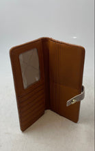 Load image into Gallery viewer, Steve Madden Womens Beige Monogram Print ID Window Card Holder Bifold Wallet