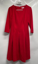 Load image into Gallery viewer, Calvin Klein Womens Red 3/4 Sleeve Round Neck Back-Zip Midi A-Line Dress Size 6