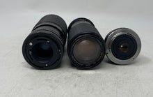 Load image into Gallery viewer, Lot Of 3 Pieces Assorted Black Auto Focus Mixed Variety Camera Lenses Not Tested