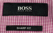 Load image into Gallery viewer, Hugo Boss Mens Pink White Printed Cotton Long Sleeve Dress Shirt Size 17R 32/33