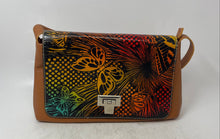 Load image into Gallery viewer, Flor De Loto Womens Brown Butterfly And Floral Print Turn Lock Flap Shoulder Bag