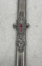 Load image into Gallery viewer, Silver-Tone Red Cross Design Metal Short Sword Case Collectible With Sheath