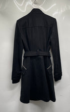 Load image into Gallery viewer, Express Womens Black Long Sleeve Double Breasted Belted Trench Coat Size Medium