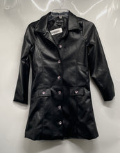 Load image into Gallery viewer, Girls First Girls Black Faux Leather 3/4 Sleeve Button Front Jacket Size 12