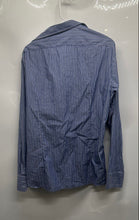 Load image into Gallery viewer, Hugo Boss Mens Blue White Striped Cotton Collared Button-Up Shirt Size Large