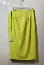 Load image into Gallery viewer, Armani Exchange Womens Green Faux Leather Curved Overlap Side Tie Wrap Skirt 0