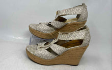 Load image into Gallery viewer, Michael Kors Womens Beige Signature Print Wedge Platform Sandals Size 9.5M