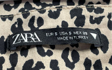 Load image into Gallery viewer, Zara Womens Multicolor Leopard Print Puff Sleeve Cropped Blouse Top Size Small