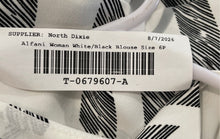 Load image into Gallery viewer, Alfani Womens White Black Printed Sleeveless Asymmetrical Blouse Top Size 6P