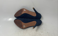 Load image into Gallery viewer, Zara Womens Navy Blue Laser-Cut Scalloped Edge Stiletto Pump Heels Size EUR 37