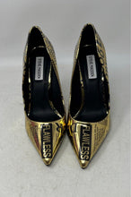 Load image into Gallery viewer, Steve Madden Womens Gold & Black Pointed Toe Slip-On Pump Heels Size 9