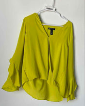 Load image into Gallery viewer, INC International Concepts Womens Green Long Sleeve V-Neck Wrap Blouse Top Sz M