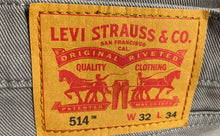 Load image into Gallery viewer, Levi's Mens 514 Gray Denim Pockets Charcoal Wash Straight Jeans Size 32/34
