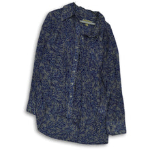 Load image into Gallery viewer, Michael Kors Womens Blue White Long Sleeve Button Front Blouse Top Size XL