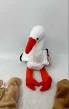 Load image into Gallery viewer, Ty Beanie Baby Stilts The Stork Wrinkles Ears Rabbit Plushies Toys 3 Pcs w/ Tag