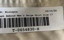 Load image into Gallery viewer, Joseph Abboud Mens Beige Cotton Non Iron Collared Dress Shirt Size 17 32/33