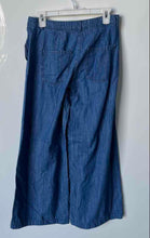 Load image into Gallery viewer, Zara Womens Blue Pleated Front Slash Pockets Belt Loops Wide-Leg Jeans Size 4