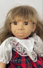 Load image into Gallery viewer, Red Plaid Dress Brown Hair Freckles Fashion Play Collector Doll