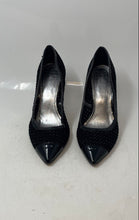 Load image into Gallery viewer, Antonio Melani Womens Black Cap Toe Rhinestone Slip-On Pump Heels Size 8.5M