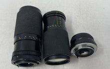 Load image into Gallery viewer, Lot Of 3 Pieces Assorted Black Auto Focus Mixed Variety Camera Lenses Not Tested