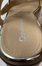 Load image into Gallery viewer, Calvin Klein Womens Isleen Gold Tone Leather Ankle Strap Sandals Size 8M