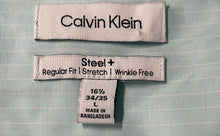 Load image into Gallery viewer, Calvin Klein Mens Light Blue Striped Regular Fit Stretch Dress Shirt Size Large