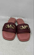 Load image into Gallery viewer, Michael Kors Womens Burgundy Gold Open Toe Slip-On Slide Sandals Size 10