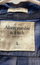 Load image into Gallery viewer, Abercrombie & Fitch Mens Blue Plaid Collared Long Sleeve Button-Up Shirt Size L