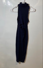 Load image into Gallery viewer, Zara Womens Blue Sleeveless Mock Neck Front Cut-Out Ribbed Midi Dress Size S