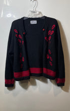 Load image into Gallery viewer, Alpaca Style By Artesanías A.T. Womens Black Red Long Sleeve Cardigan Sweater XL