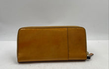 Load image into Gallery viewer, Authentic Tumi Womens Yellow Leather Zip-Around Wallet Sticky Material Stained