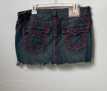 Load image into Gallery viewer, True Religion Womens Blue Jean Denim Pockets Stretch Short Mini Skirt Size 33