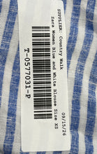 Load image into Gallery viewer, Zara Womens Blue And White Striped Print Short Sleeve Button-Up Shirt Size XS