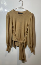 Load image into Gallery viewer, Lauren Ralph Lauren Womens Brown Balloon Sleeve Belted Pullover Sweater Size M
