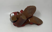 Load image into Gallery viewer, Avellini Womens Dark Red Beige Leather Adjustable Strap Strappy Sandals Sz EU 39