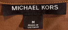 Load image into Gallery viewer, Michael Kors Mens Brown White Piping Logo Cotton Short Sleeve Polo Shirt Size M