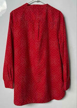 Load image into Gallery viewer, Lauren Ralph Lauren Womens Red Printed Hi-low Tunic Blouse Top Size XL