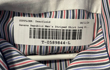 Load image into Gallery viewer, Banana Republic Mens Multicolor Striped Long Sleeve Collared Dress Shirt Size L