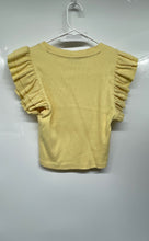 Load image into Gallery viewer, Zara Womens Yellow Knitted Ruffle Sleeve Crew Neck Blouse Top Size Small