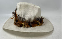Load image into Gallery viewer, San Francisco Mens Beige Straw Feather Band Wide-Brim Sombreros Cowboy Hat