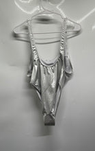 Load image into Gallery viewer, Zara Womens Silver Metallic Sleeveless Scoop Neck One-Piece Swimsuit Size Small
