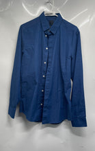 Load image into Gallery viewer, H&M Mens Blue Long Sleeve Collared Slim Fit Button-Up Shirt Size Medium