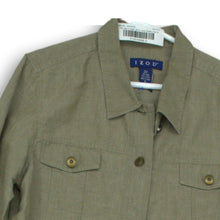 Load image into Gallery viewer, IZOD Womens Green Long Sleeve Collared Button-Up Shirt Size Medium