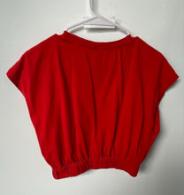Load image into Gallery viewer, Zara Womens Red Cotton Cap Sleeve Crew Neck Cropped Blouse Top Size Small