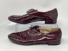 Load image into Gallery viewer, Authentic Prada Womens Burgundy Patent Leather Derby Shoes Size EUR 37 Damaged