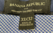 Load image into Gallery viewer, Banana Republic Mens Navy Blue Non-Iron Tailred Slim Fit Dress Pants Size 33x32