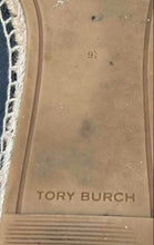 Load image into Gallery viewer, Authentic Tory Burch Womens Black Leather Espadrille Flats Size 9.5 Damaged