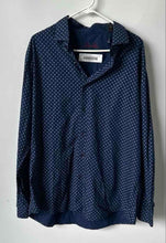Load image into Gallery viewer, Tasso Elba Mens Blue White Micro Print Cotton Long Sleeve Dress Shirt Size XXL