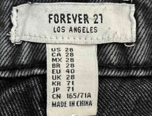 Load image into Gallery viewer, Forever 21 Womens Black Cotton Denim Distressed Cuffed Cut-Off Shorts Size 28